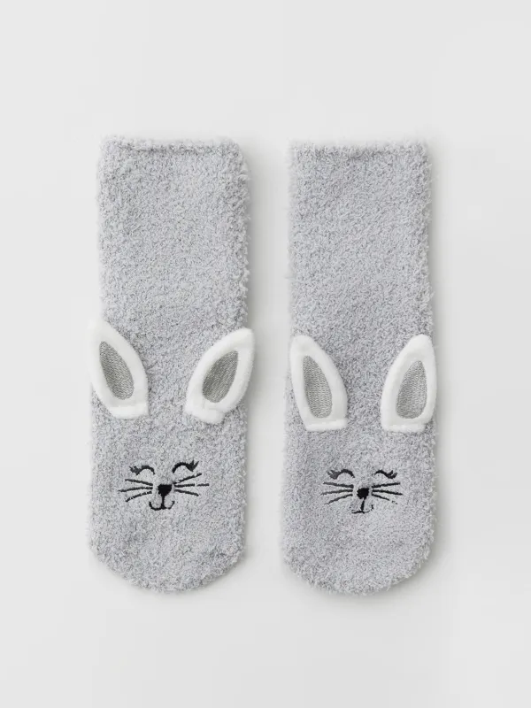 Әйелдерге арналған шұлықтар, үйге арналған, өлшемі 39-41, полиэстер, сұр, қоян, Merry, image-0