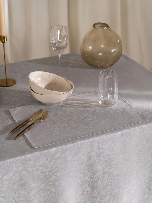 Салфетка под приборы, 30х45 см, жаккард, полиэстер, прямоугольная, серая, Шишки, Spruce cones, image-1