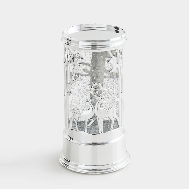 Қар шамы, 19 см, жарықтандырылған, пластик, күміс, Орман, Silver style