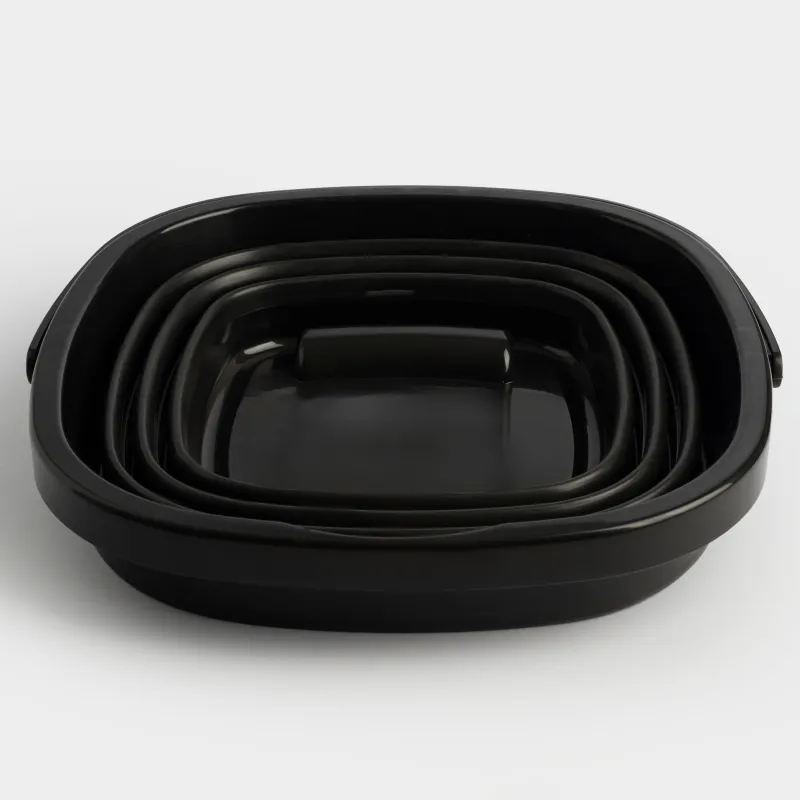 Жиналмалы шелек, 10 л, пластик/резеңке, төртбұрышты, қара, Foldaway black, image-4