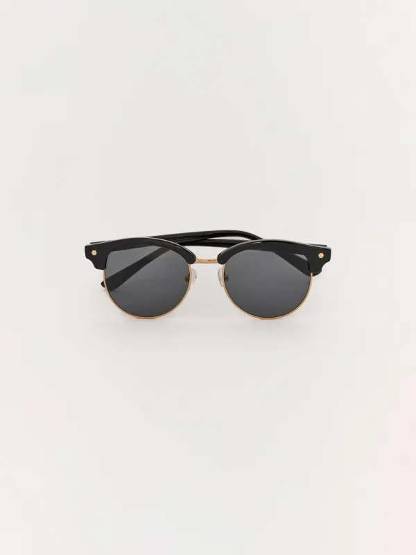 Очки солнцезащитные, металл/пластик, круглые, черные, Панто, Eyewear, image-0