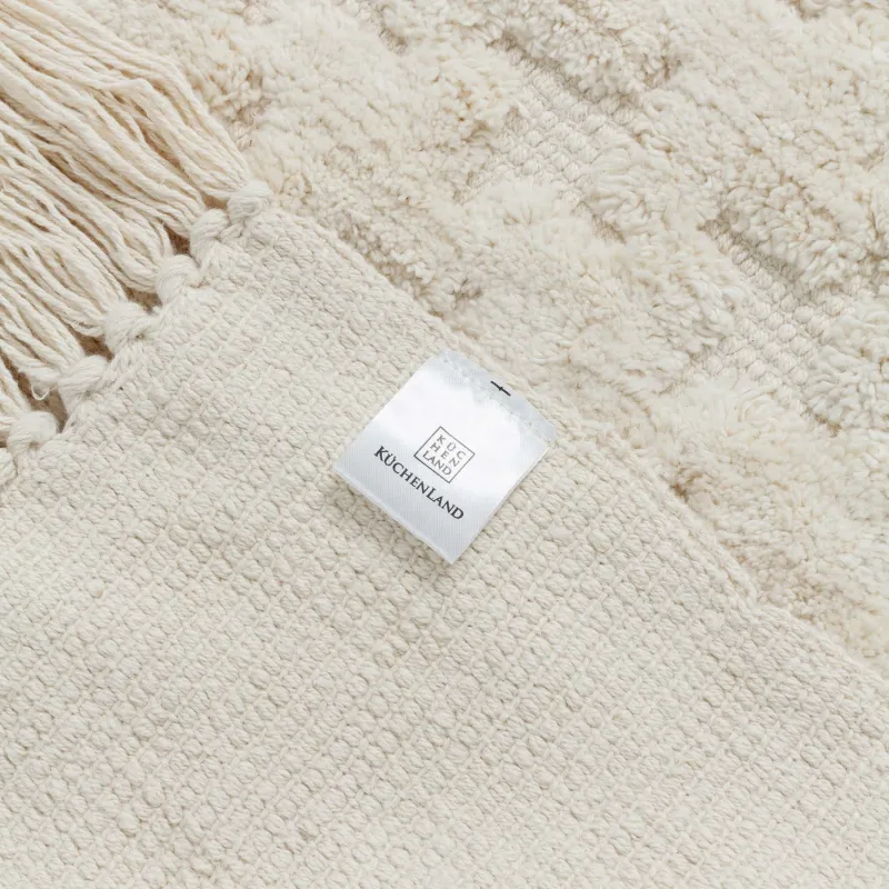 Кілем, 50х80 см, шашағы бар, мақта, құм, Textured, image-4