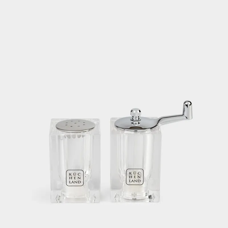 Тұз және бұрыш жинағы, 9 см, диірмен, акрил/пластик, Cube