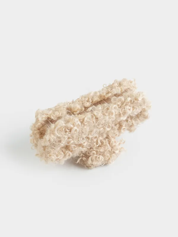 Заколка для волос, 13 см, искусственный мех, бежевая, Крабик, Plush, image-3