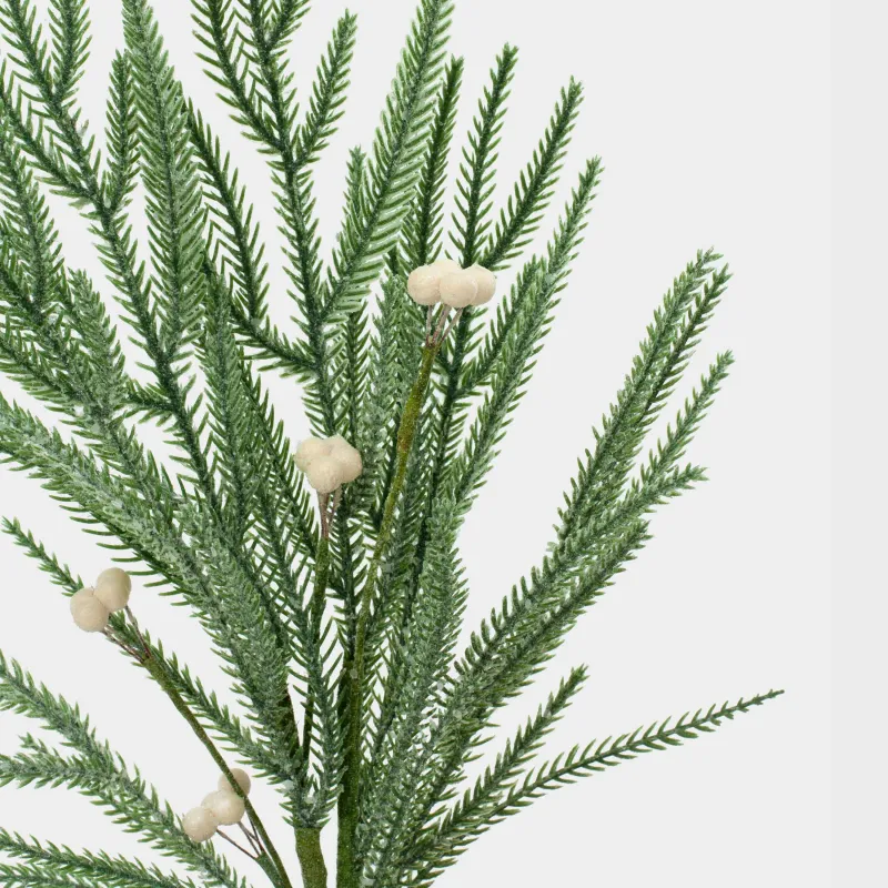 Сәндік бұтақ, 48 см, пластик/пенопласт, ақ жидектері бар шырша, White berry, image-1