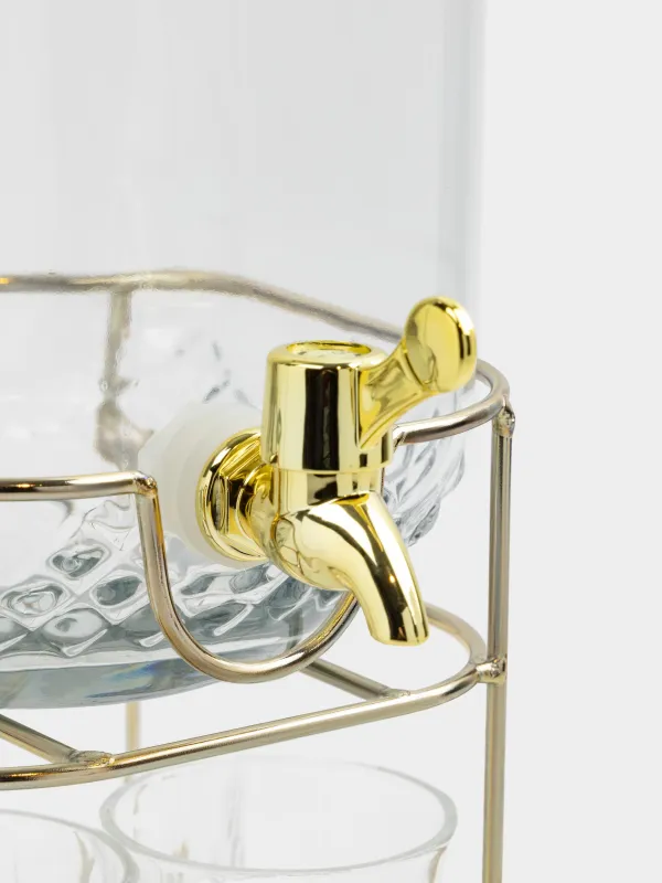 Набор для напитков, 4 перс, 5 пр, диспенсер на подставке, золотистый, стекло/металл, Regale, image-7