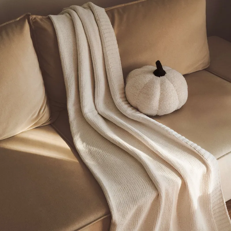 Көрпе, 130х170 см, помпондары бар, шенилл/люрекс, сүт түстес, Chenill