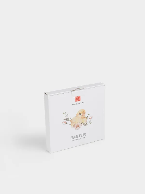 Жұмыртқа тұғыры, 13 см, фарфор F, ақ, алтын жиектері бар, Гүлдер арасындағы балапан, Easter, image-5