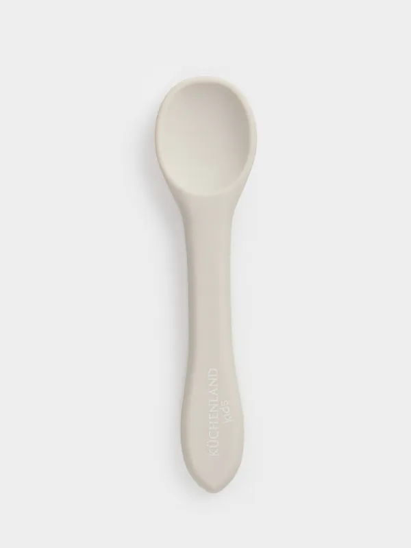 Қасық, балаларға арналған, 14 см, силикон, сұр, Kiddy, image-0