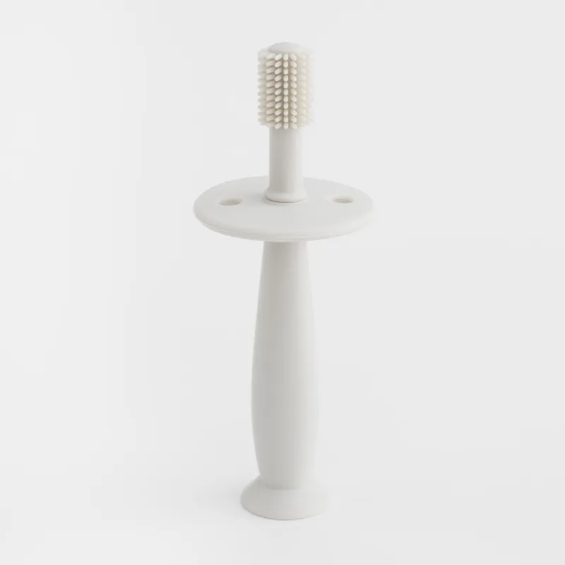 Шектегіші бар тіс щеткасы, балаларға арналған, 12 см, силикон, сарғылт-қоңыр, Kiddy