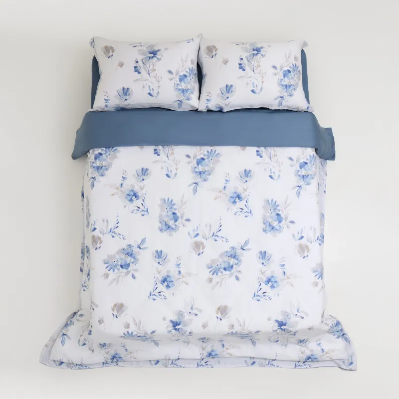 Постельное белье, евро, тенсель, Акварельные цветы, Tencel
