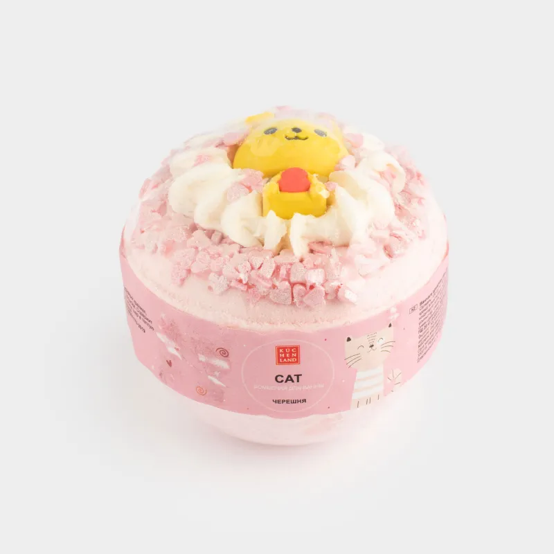 Ваннаға арналған бомба, 130 гр, ойыншығы бар, қызғылт, Тәтті шие, Мысық, Cat, image-2