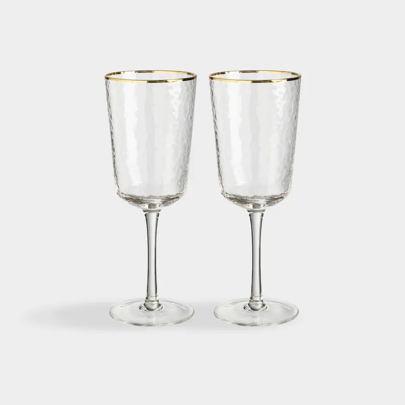 Шарапқа арналған бокал, 350 мл, 2 дана, шыны, алтын жиегі бар, Ripply gold