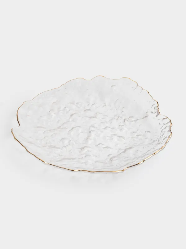 Ыдыс, 30 см, шыны, алтын жиегі бар, Nautilus gold, image-0