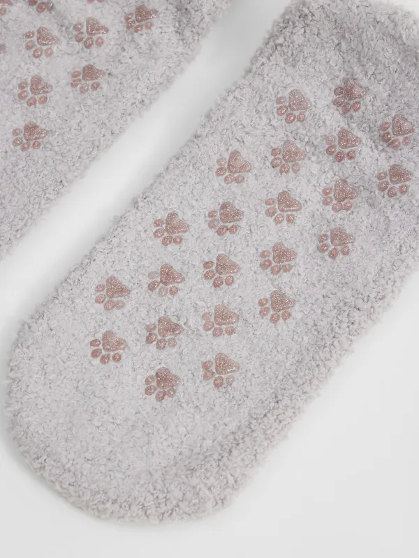 Әйелдер шұлықтары, үйге арналған, өлшемі 36-38, қорапта, полиэстер, сүтті сұр, Шарф таққан мысық, Merry, image-3