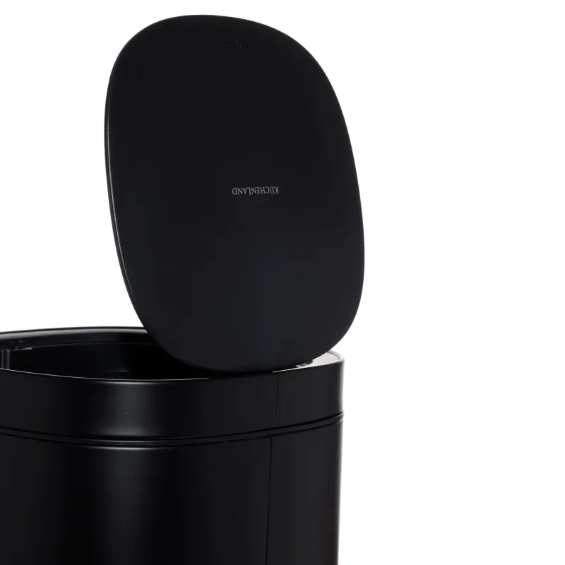 Қоқыс шелегі, 30 л, қақпақты ашу түймесі бар, металл / пластик, қара, Жалпы қара, image-4