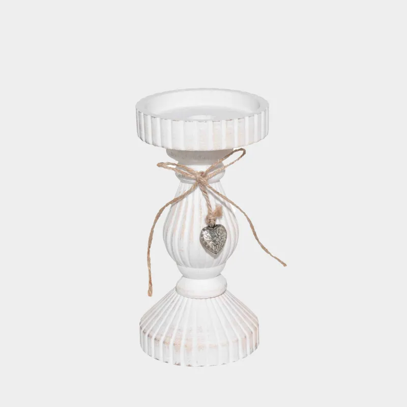 Шырағдан, 19 см, аяғы, ағаш, ақ, Ethno