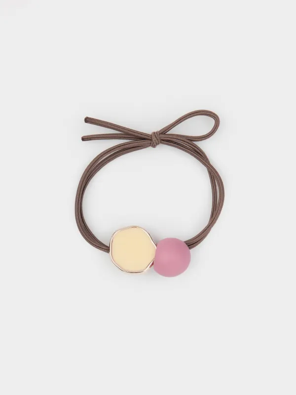 Резинка для волос, 5 см, детская, пластик/полиэстер, розово-бежевая, Gracile, image-0