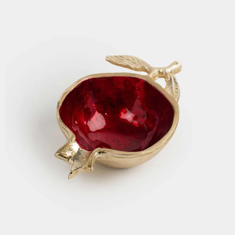 Сәндік ыдыс, 15х10 см, металл, қызыл және алтын, Анар, Pomegranate