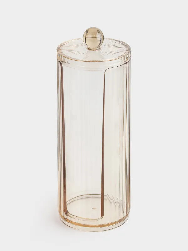 Мақта дискілеріне арналған контейнер, 20х7 см, қақпағы бар, пластик, кәріптас, Ribby color, image-1