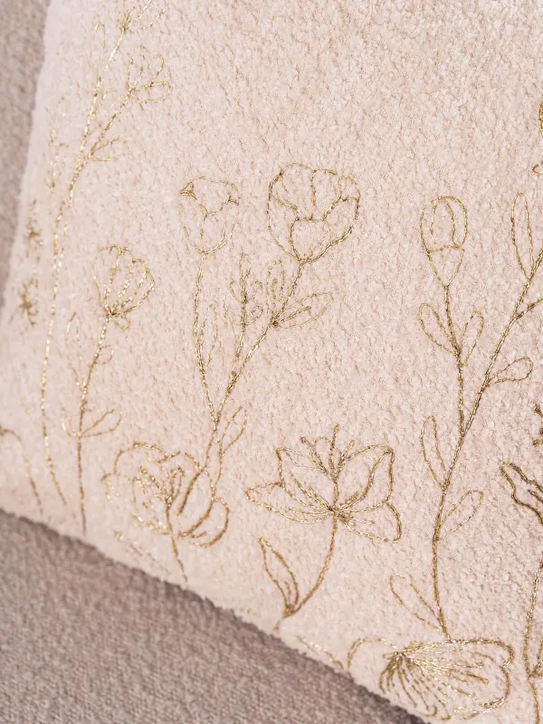 Сәндік жастық, 45х45 см, букле/барқыт, сүт түстес, Дала гүлдері, Boucle, image-5