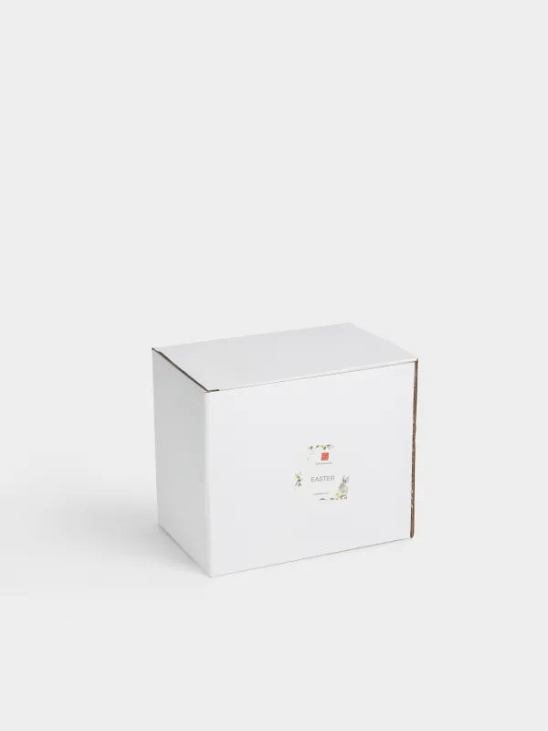 Кәмпит ыдысы, 20х13 см, керамика, сүт түстес және сұр, Гүлдері бар қоян, Easter, image-4