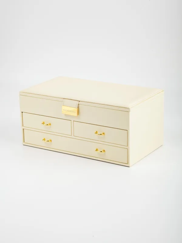 Шкатулка для украшений, 26х15 см, с зеркалом, дерево/искусственная кожа, экрю, Premiere, image-0