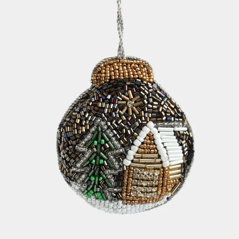 Шырша ойыншығы, 10 см, моншақтар/полифилл, Қардағы үй, Beads figure, image-1