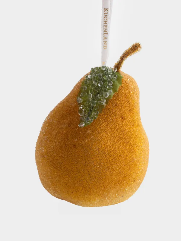 Игрушка елочная, 12 см, пенопласт, желтая, Груша, Fruits, image-0