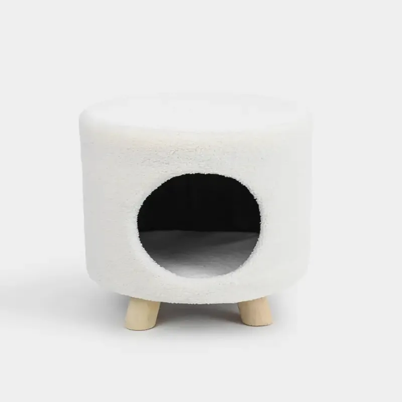 Пуфик-үйшік жануарларға арналған, 33х40 см, аяқты, букле/ағаш, сүт түстес, Boucle