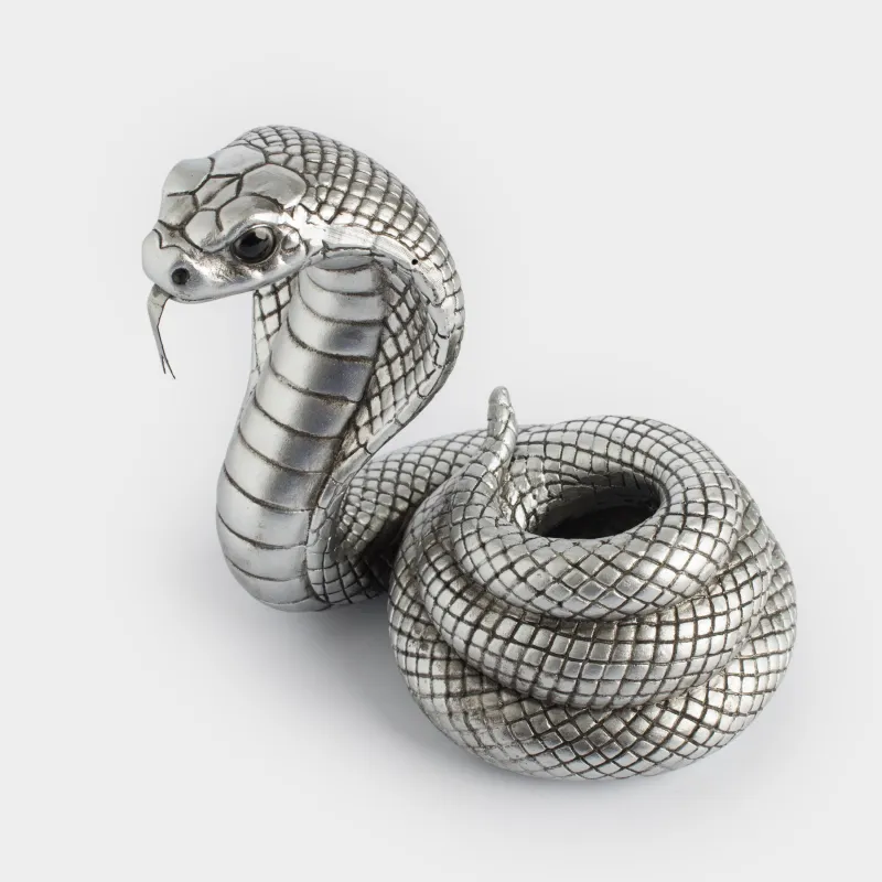 Статуэтка, 13 см, полирезин, серебристая, Кобра, Cobra cute, image-3