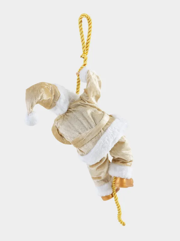 Изделие декоративное, 40 см, подвесное, пластик/полиэстер, золотистое, Санта на канате, Magic time, image-3