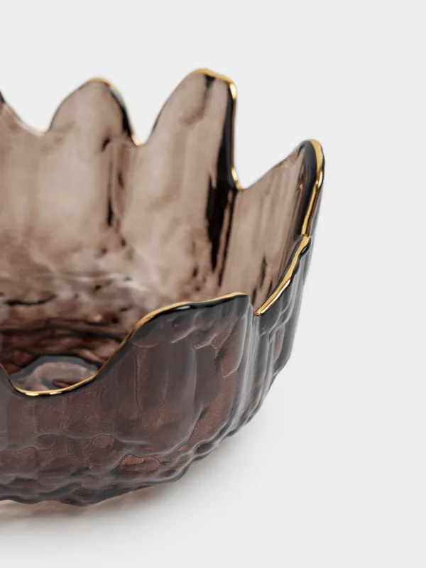 Пиала, 13х6 см, стекло, коричневая, с золотистым кантом, Nautilus color, image-2