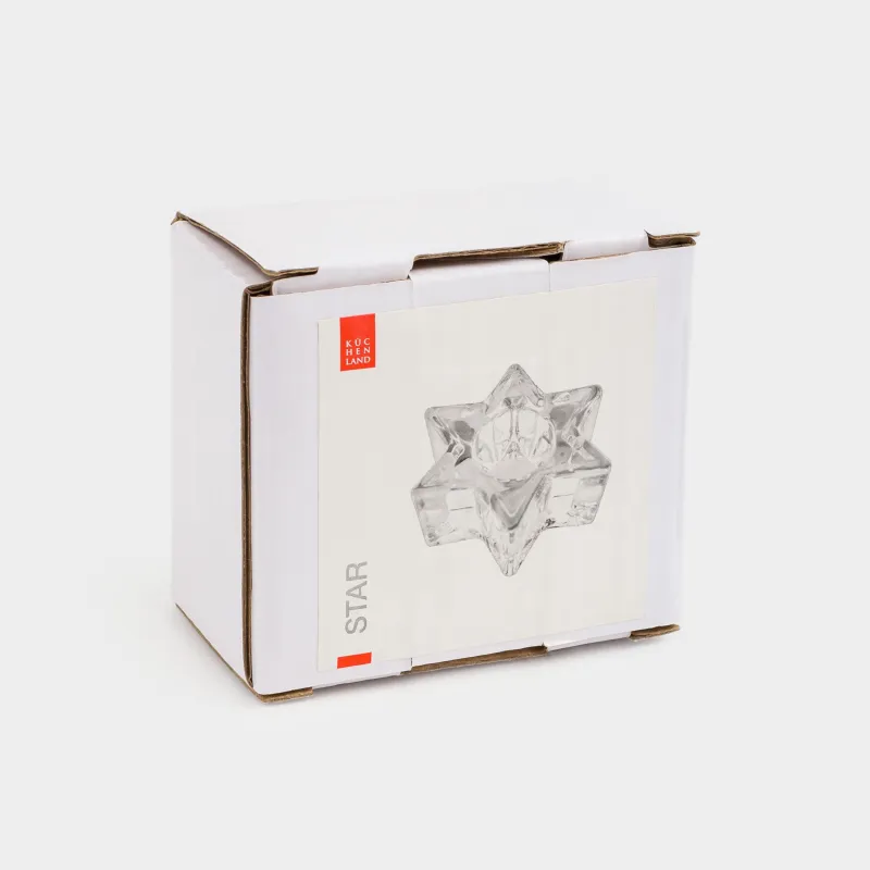 Подсвечник, 6x2 см, для тонкой свечи, стекло, Звезда, Star, image-4