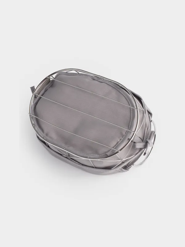 Нан себеті, 28х20 см, мақта/металл, сопақ, сұр/күміс, Twist silver, image-5