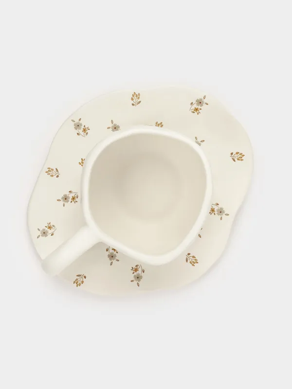 Шай жұбы, 1 тұдға, 2 зат, 360 мл, керамика, сүт түсті, Көне гүлдер, La flore, image-3