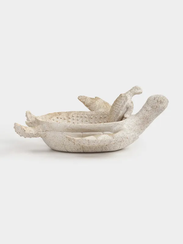 Блюдо декоративное, 31х24х13 см, полирезин, песочное, Черепаха с детенышем, Grand turtle, image-1