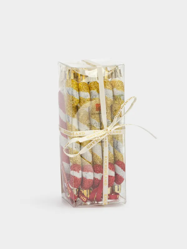 Шырша ойыншықтарының жиынтығы, 7 см, 10 дана, пластик, жылтырақтары бар, алтын, Таяқша, Figure sparkle, image-3