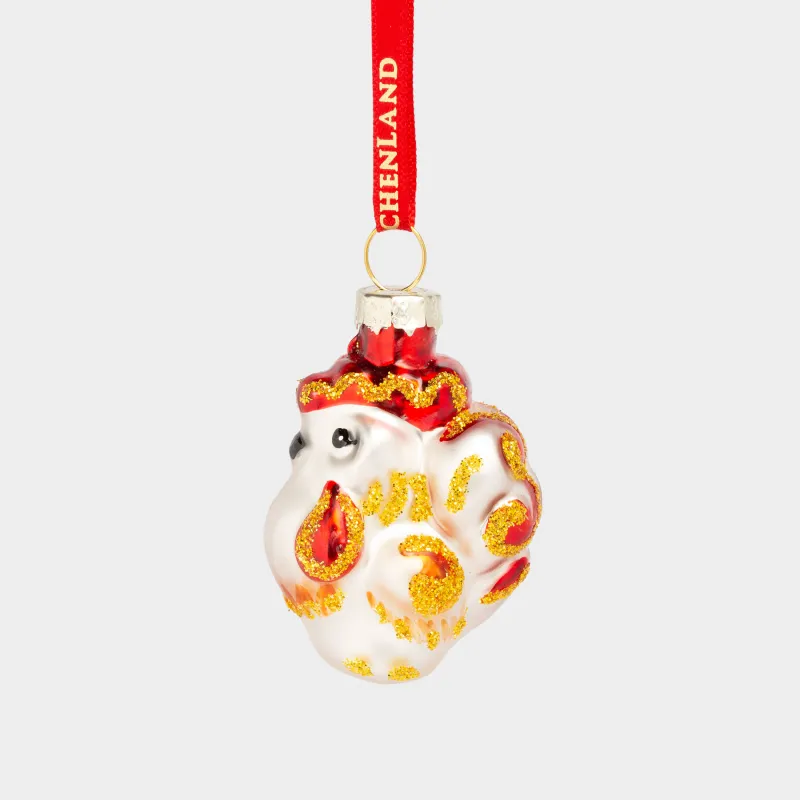 Шырша ойыншығы, 4 см, шыны, жылтырақтары бар, күміс-алтын, Әтеш, Figure christmas