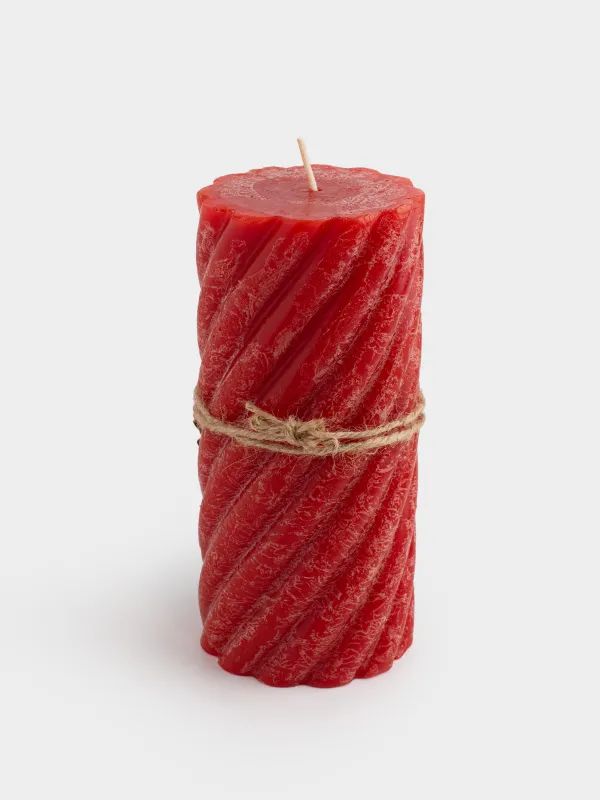 Шам, 8х15 см, цилиндрлік, қызыл, Шиыршық, Spiral shape, image-2