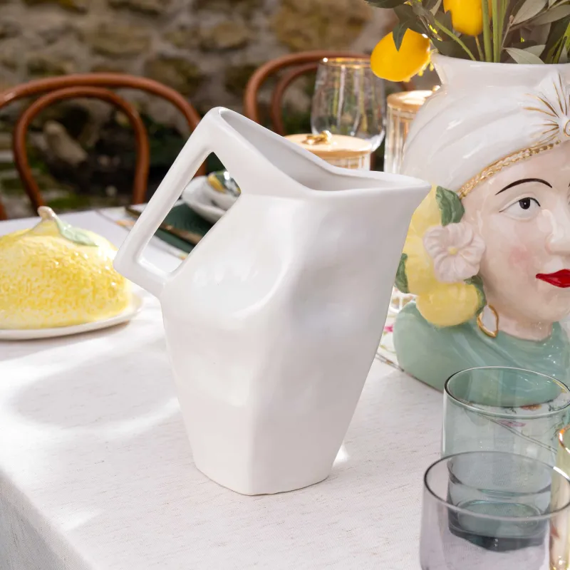 Кувшин, 1,6 л, фарфор P, молочный, Мятый эффект, Crumple, image-4