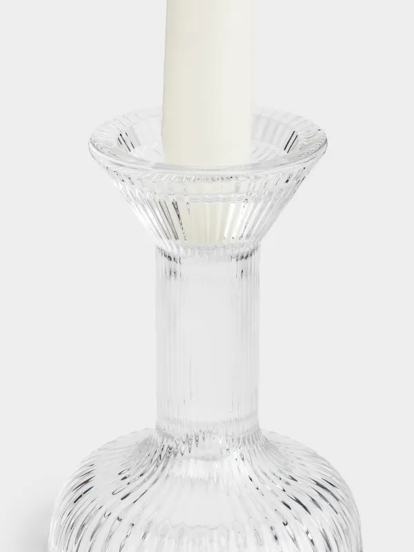 Шам ұстағыш, 12 см, жіңішке шамға арналған, аяқты, шыны, Ribedic, image-4