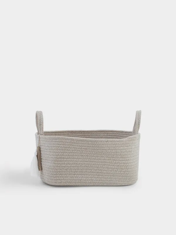 Сақтау себеті, 34х23 см, тұтқалары бар, мақта/полиэстер, сопақ, сүт түстес, Tote, image-0