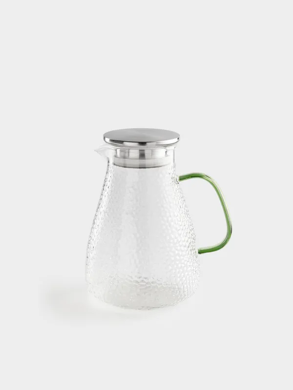 Кувшин, 1,7 л, с крышкой-фильтром, стекло Б/сталь, с зеленой ручкой, Dawned, image-0