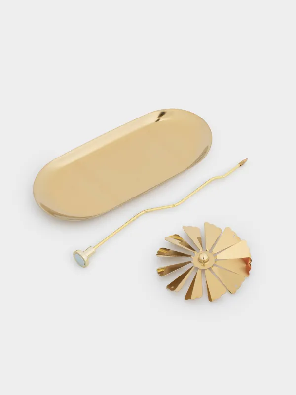 Шам тұғыры, 19 см, металл, сопақ, алтын, Шыршалар, Fantastic gold, image-4