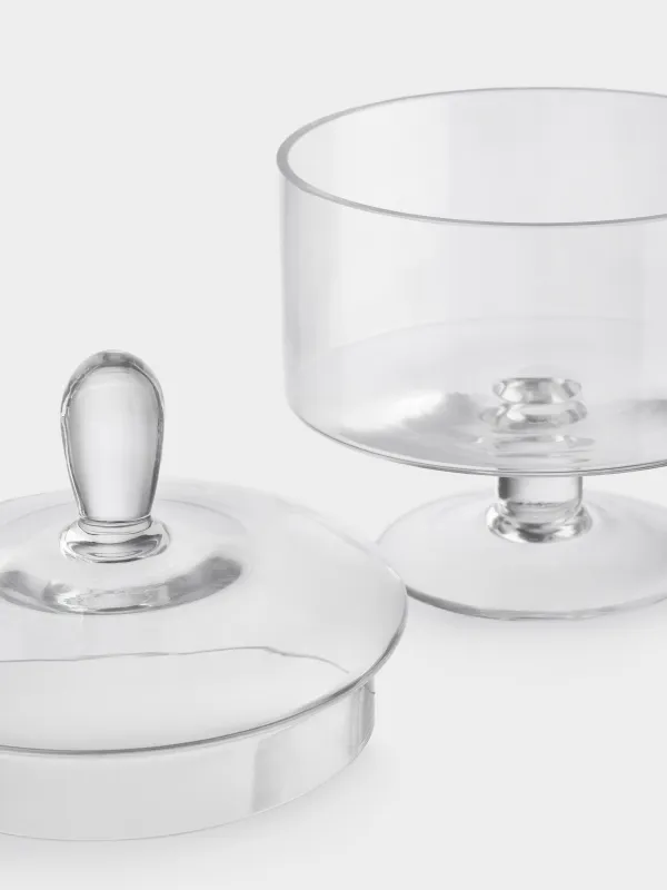 Кәмпит ыдысы, 13х17 см, аяқта, қақпағы бар, шыны, Clear, image-3