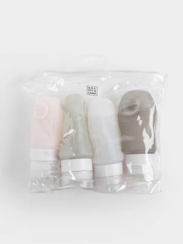 Набор флаконов для путешествий, 4 шт, на присоске, в косметичке, силикон, Travel color, image-4