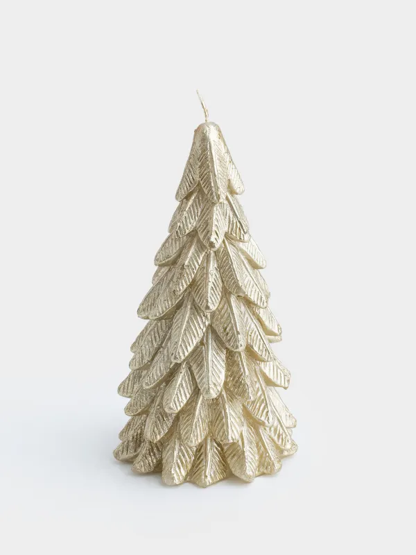 Свеча, 20 см, с блестками, золотистая, Ель, Fir candle, image-0