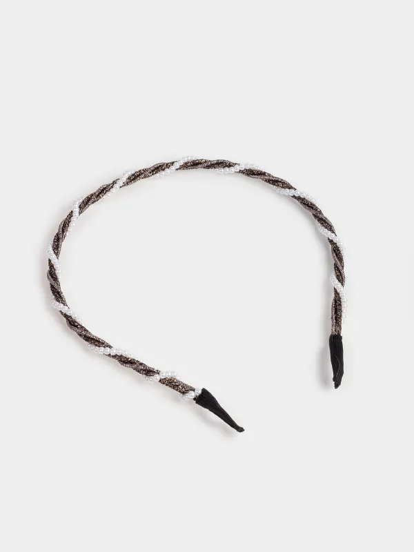 Шашқа арналған бау, 15х13 см, шыны/металл, қара, Hairstyle, image-1