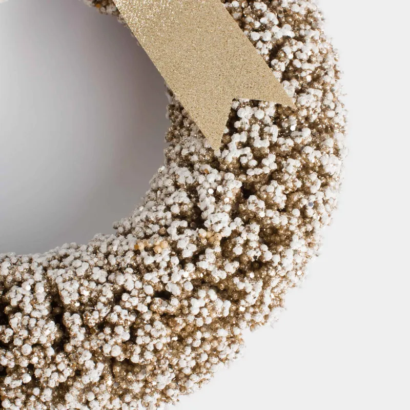 Сәндік гүл шоғы, 30 см, пластик/металл, шампан, Бұтақтардағы аяз, Frosty sparks, image-4